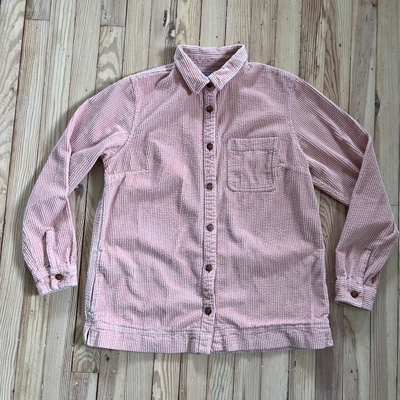 LLBean Tops - LLBean Pink Corduroy Button Up Shirt Jacket Women‎ Long Sleeve Medium Winter